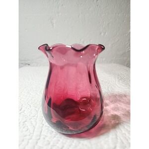 Vintage  Cranberry  4" Bud Glass Vase